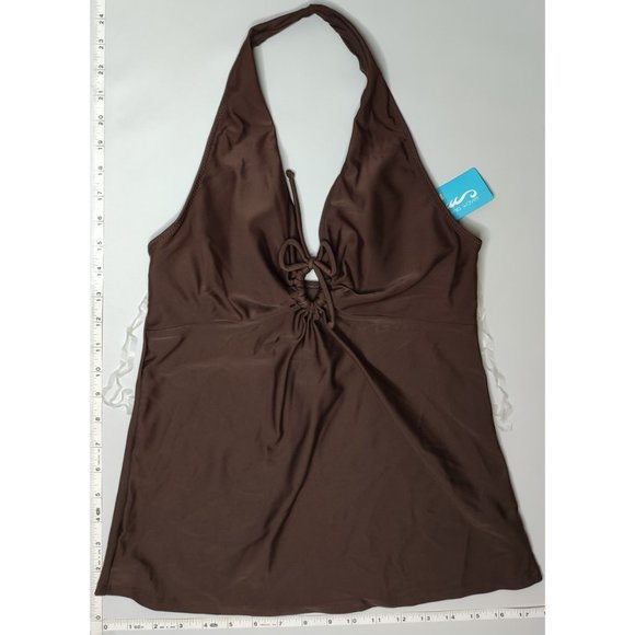 NWT California Waves Tankini Brown bikini Top - Picture 4 of 10